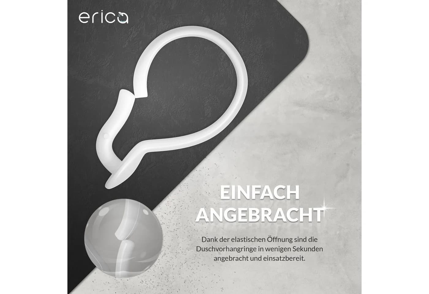 Erica Duschvorhangringe Glänzend 12er Packung Weiß - Bild 4