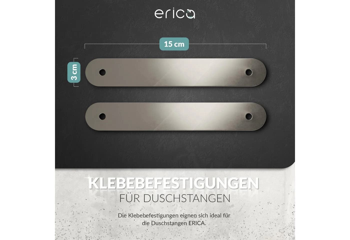 Erica Bad-Befestigungsset Klebebefestigung Duschstange Silber Bohrfrei - Bild 3