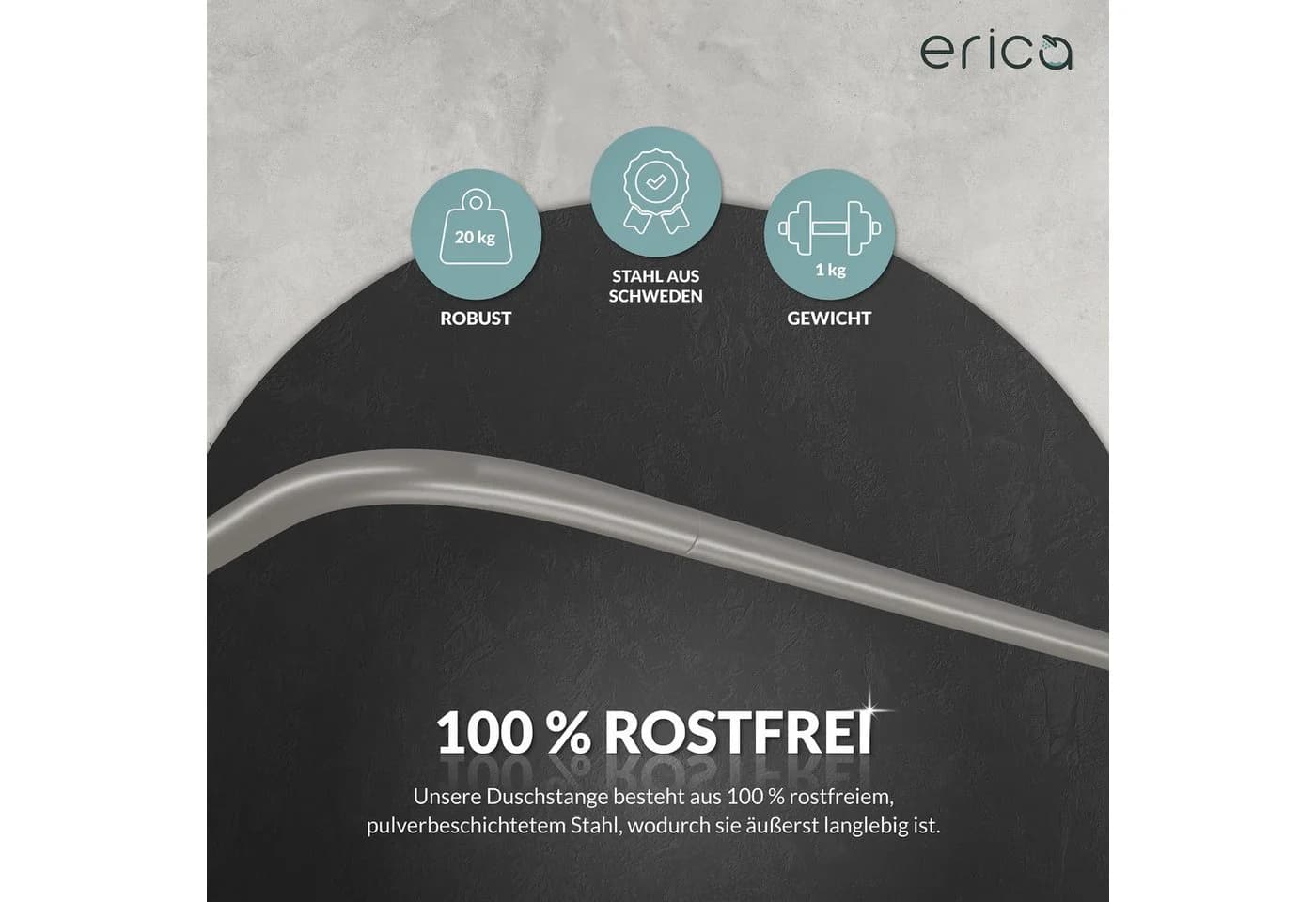 Erica Duschvorhangstange L-Form Grau Verstellbar Rostfrei - Bild 4