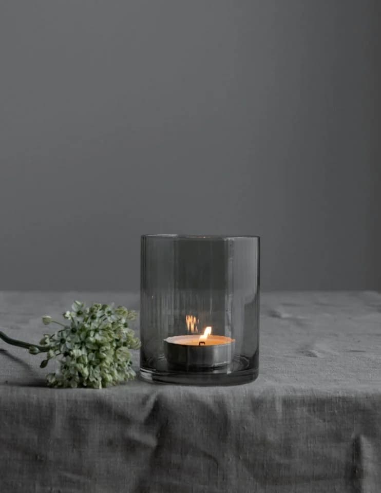 Storefactory Kerzenständer RAMSJÖ L Glas grau Ø 10x12 cm