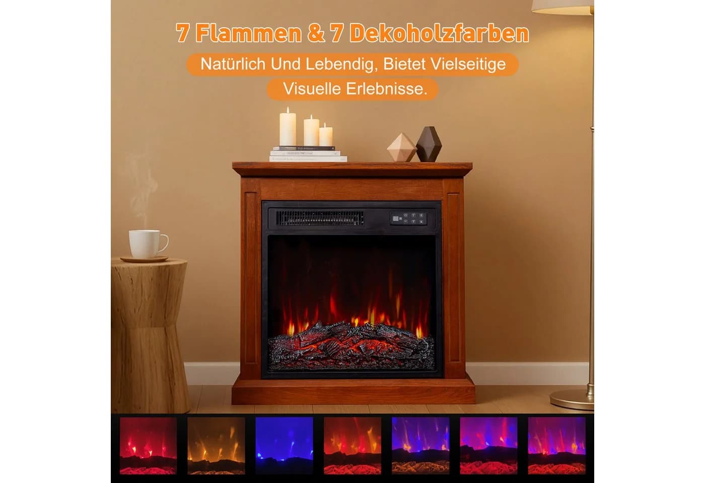HOMAVO Elektrokamin mit Schrank, 3D-Flammeneffekt, 18''/23'' - Bild 3