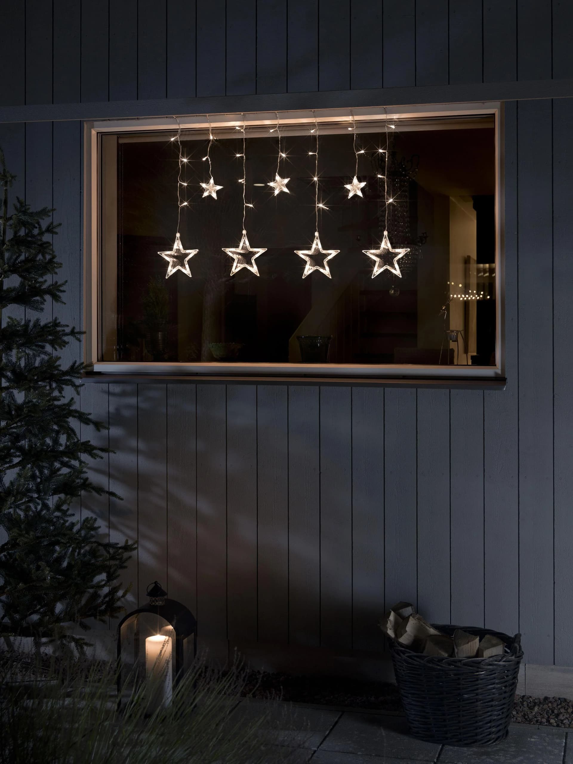Konstsmide LED-Lichtervorhang Transparent 77 Sterne