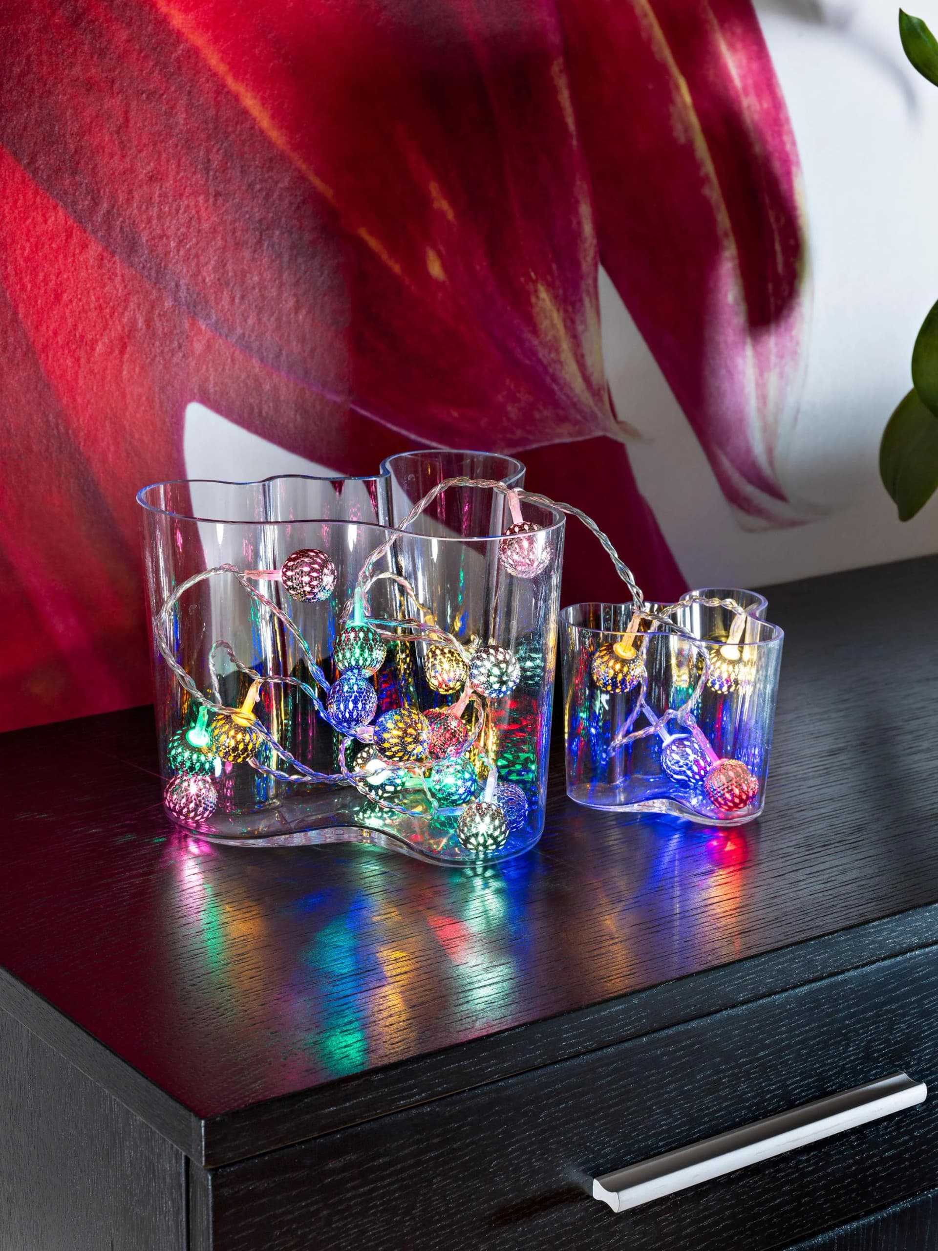 Konstsmide LED-Lichterkette Weihnachtsdeko Bunt Silber Metallbälle