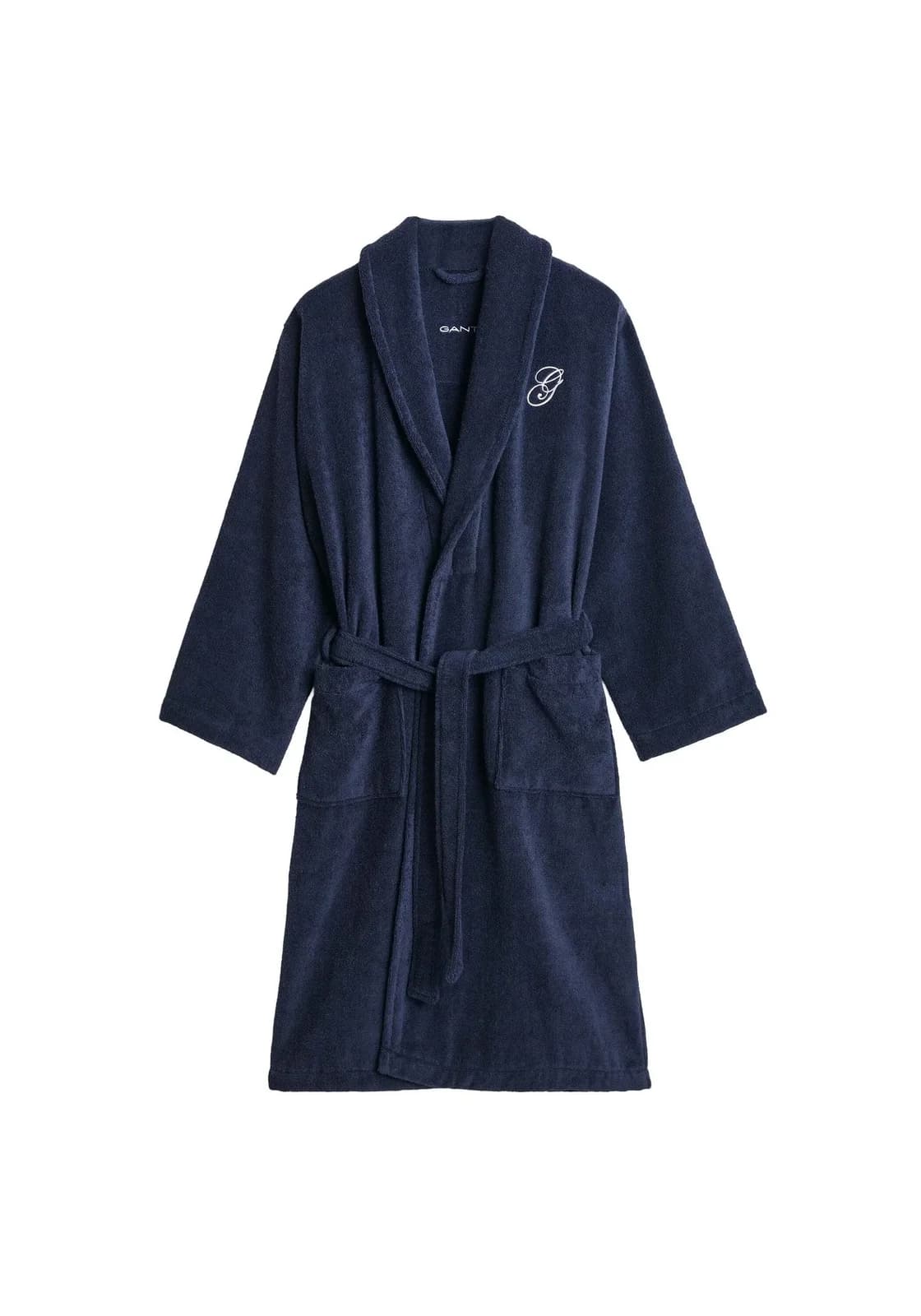 GANT Bademantel EMBROIDERY ROBE Dunkelblau Baumwolle Gr. L