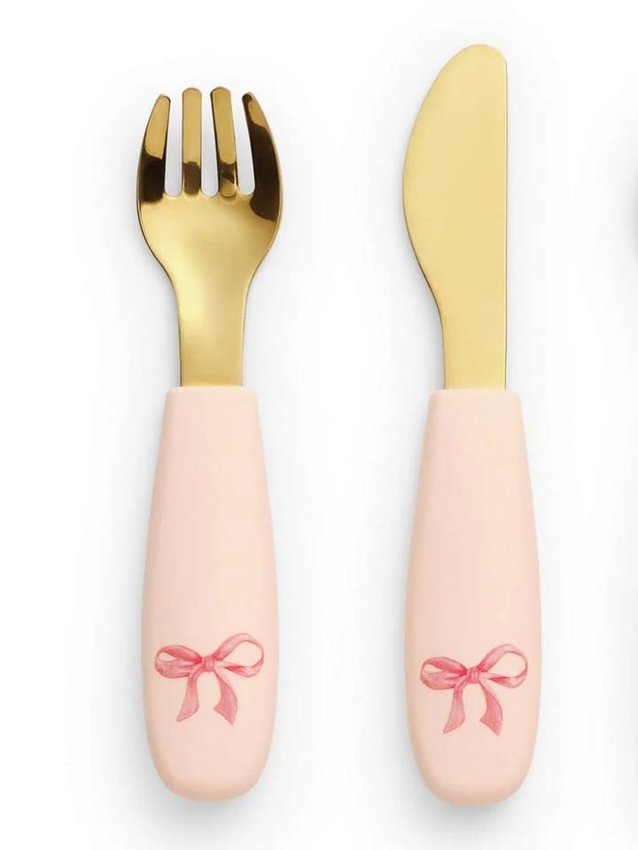 Elodie Kindergeschirr-Set 3-tlg. Teller & Besteck Rosy Bow Silikon
