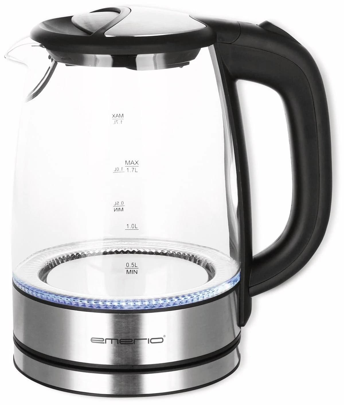 EMERIO Wasserkocher WK-119988 Schwarz/Silber 1,7 Liter