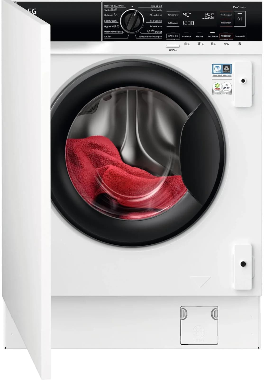 AEG Einbauwaschtrockner LWR8WI7680 Weiß PowerClean