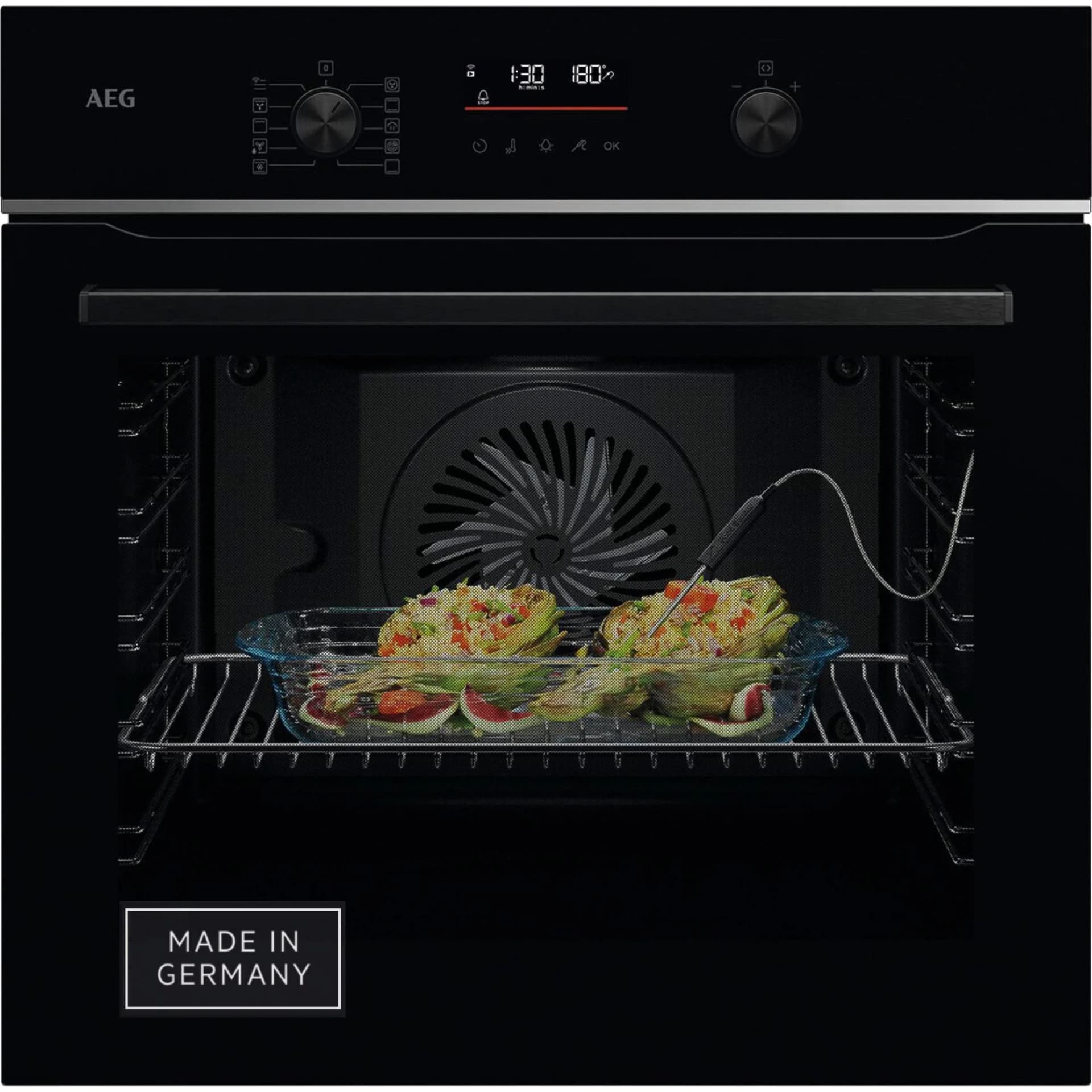 AEG Pyrolyse Backofen TA5PB50WAB Schwarz Dampfzugabe