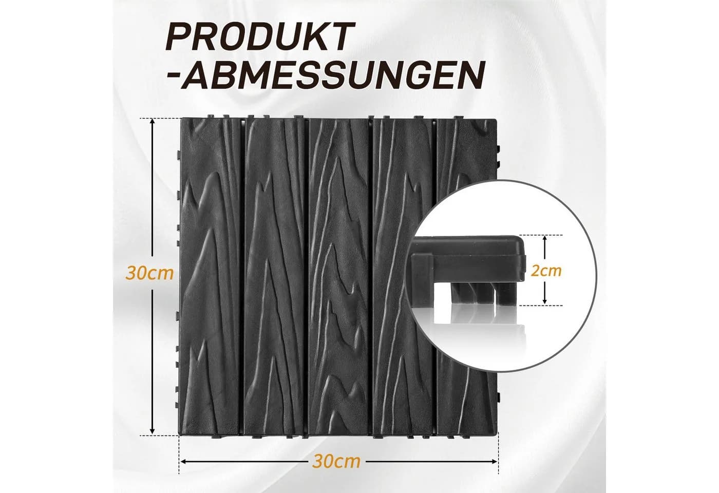 LEADZM Terrassenfliesen 11er Set Dunkelgrau Klick-System
