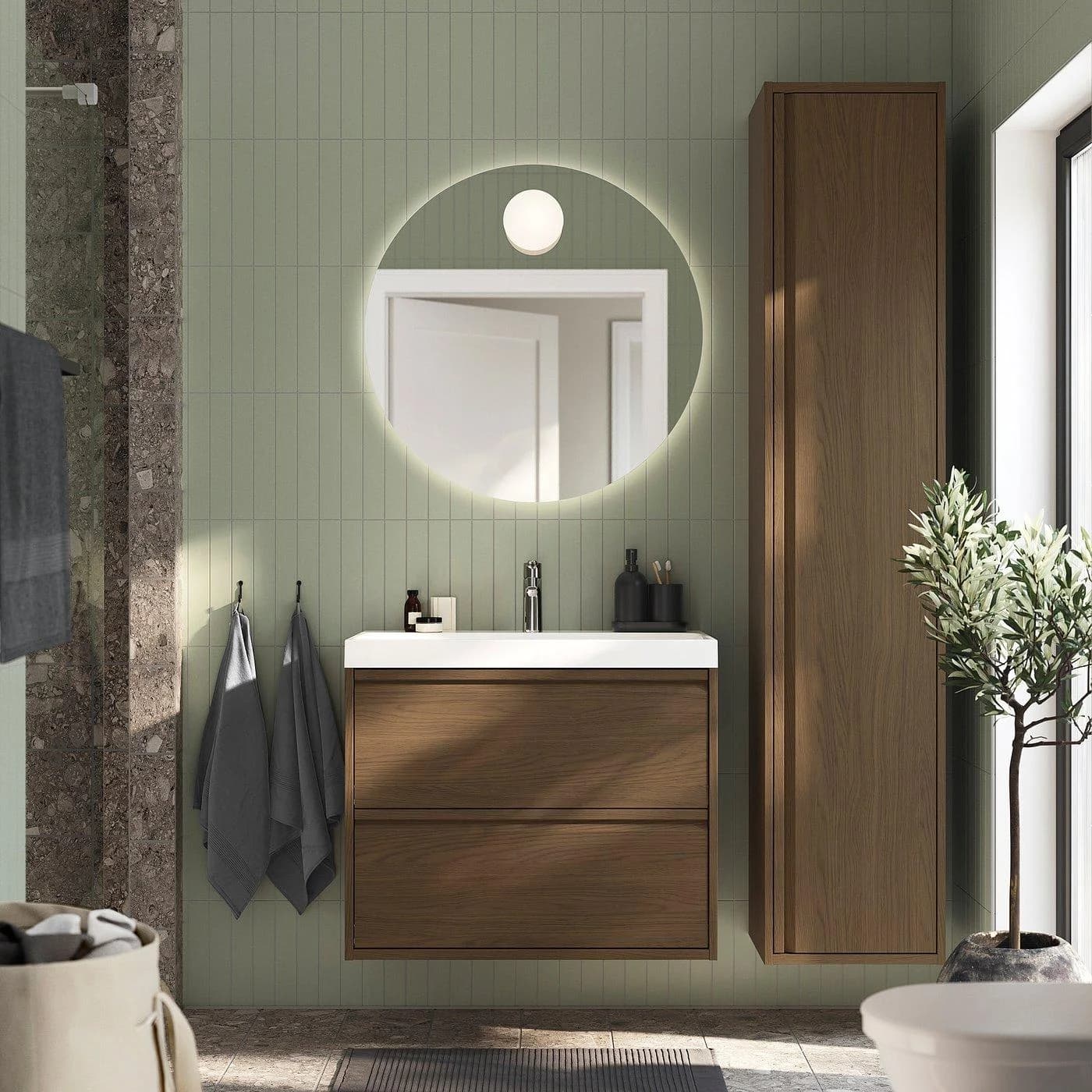 IKEA ÄNGSJÖN Waschbeckenschrank mit Schubladen Braun Eichenachbildung