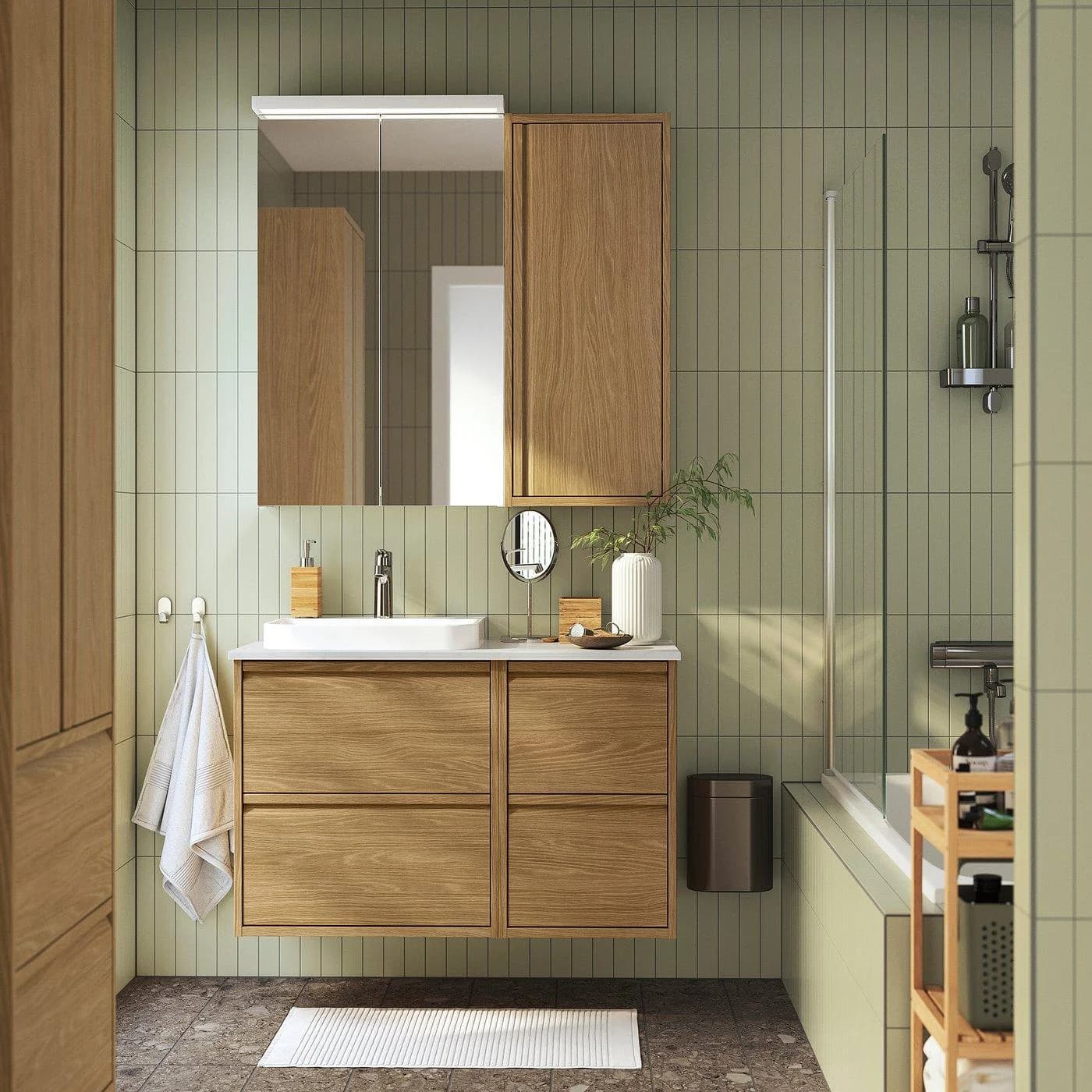 IKEA ÄNGSJÖN Wandschrank mit Tür Eichenachbildung Modern