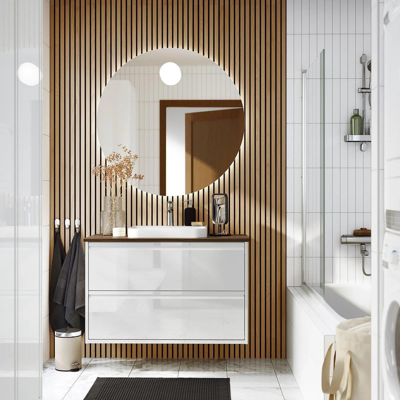 IKEA ÄNGSJÖN / BACKSJÖN Waschbeckenschrank mit Schubladen Weiß/Braun