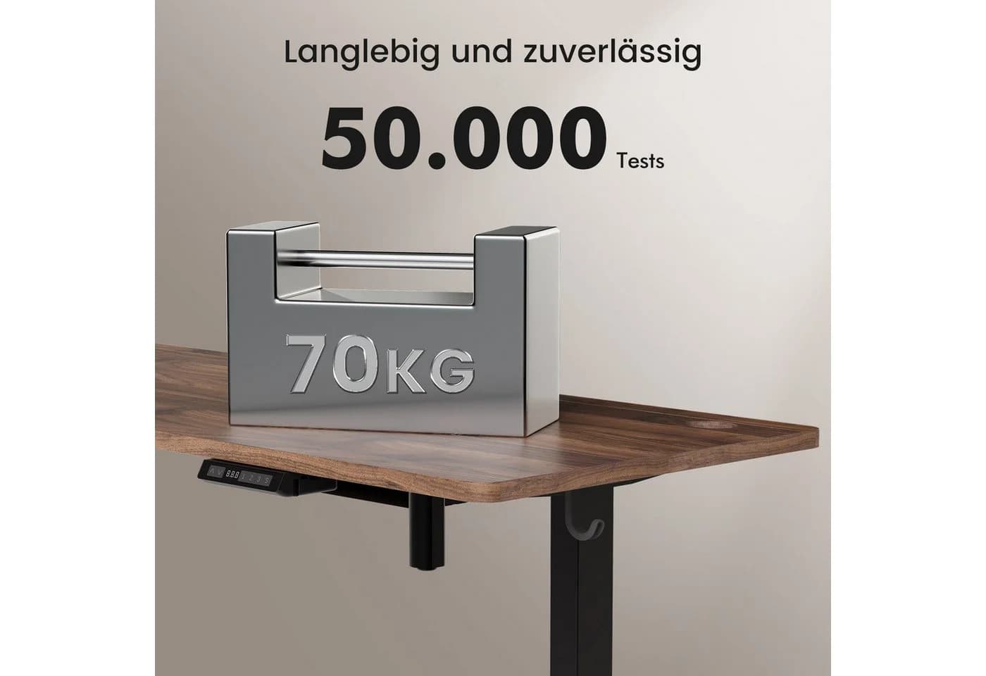 HOMAVO Elektrischer Schreibtisch Höhenverstellbar Braun Memory USB - Bild 4
