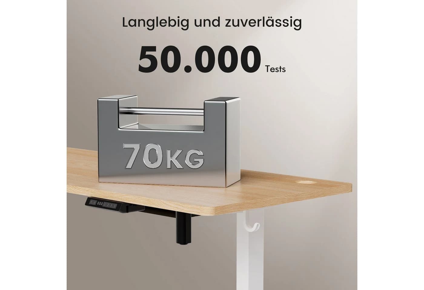 HOMAVO Höhenverstellbarer Schreibtisch mit Memory und USB-Anschlüssen Braun - Bild 4