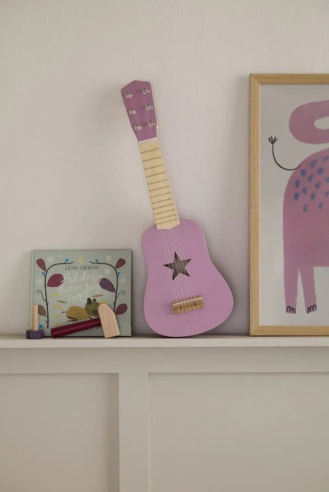 Kids Concept Spielzeug-Gitarre Rosa 6 Saiten Holz