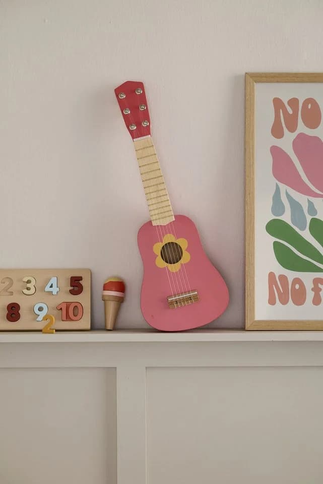 Kids Concept Spielzeug-Gitarre Blume Rosa Holz