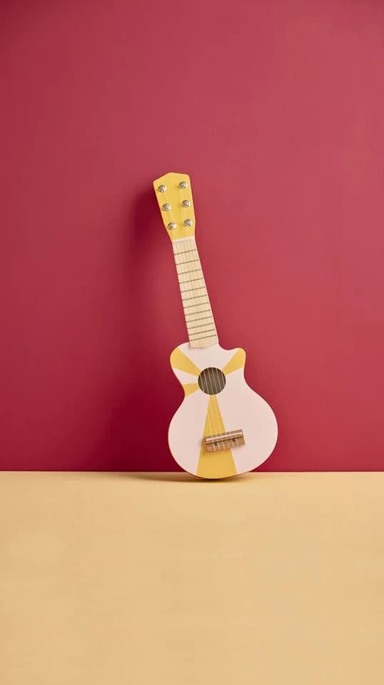 Kids Concept Spielzeug-Gitarre Gelb/Weiß Holz 6-Saiter - Bild 3