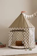 Kids Concept Spielzelt Karo khaki mit festem Boden Bild 1