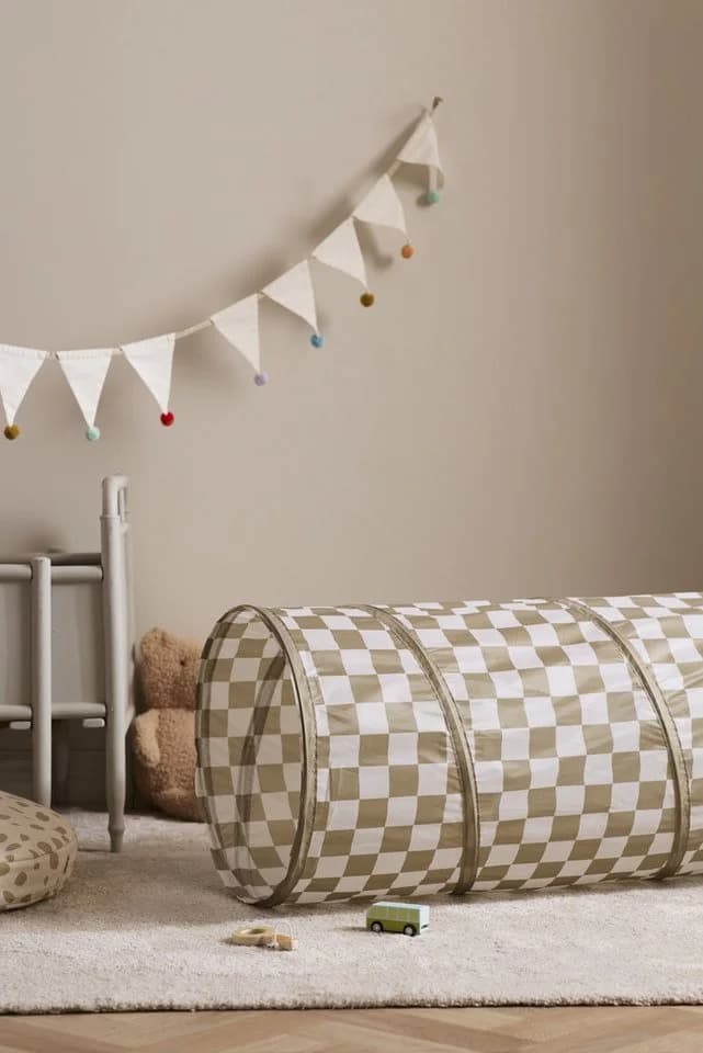 Kids Concept Spieltunnel Karo Khaki 180cm