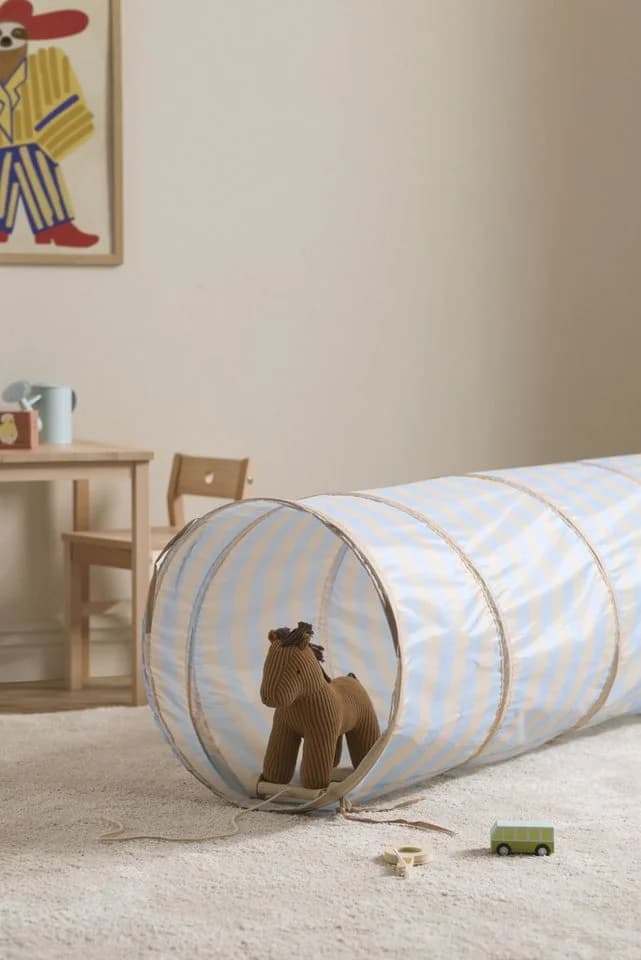 Kids Concept Spieltunnel Streifen hellblau mit Aufbewahrungstasche - Bild 3
