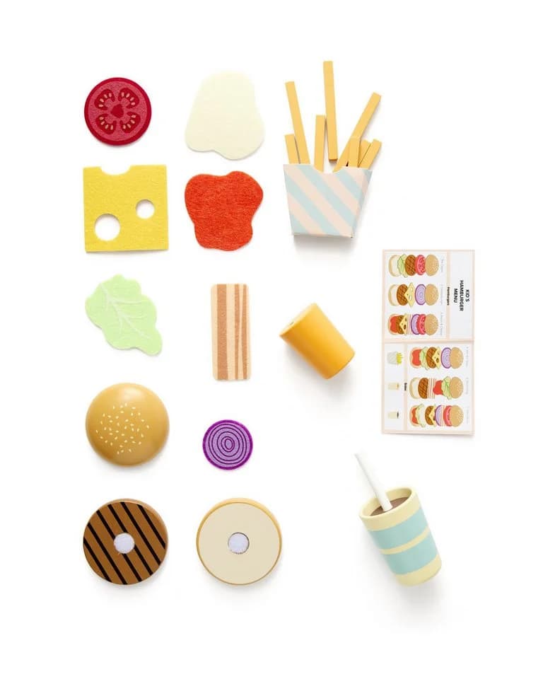 Kids Concept Hamburger-Spielset aus Holz mit Filz-Zutaten