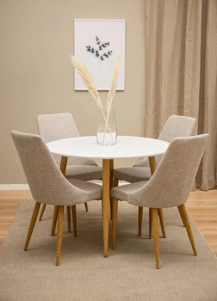 Venture Home Esstisch rund weiß MDF Stahlbeine