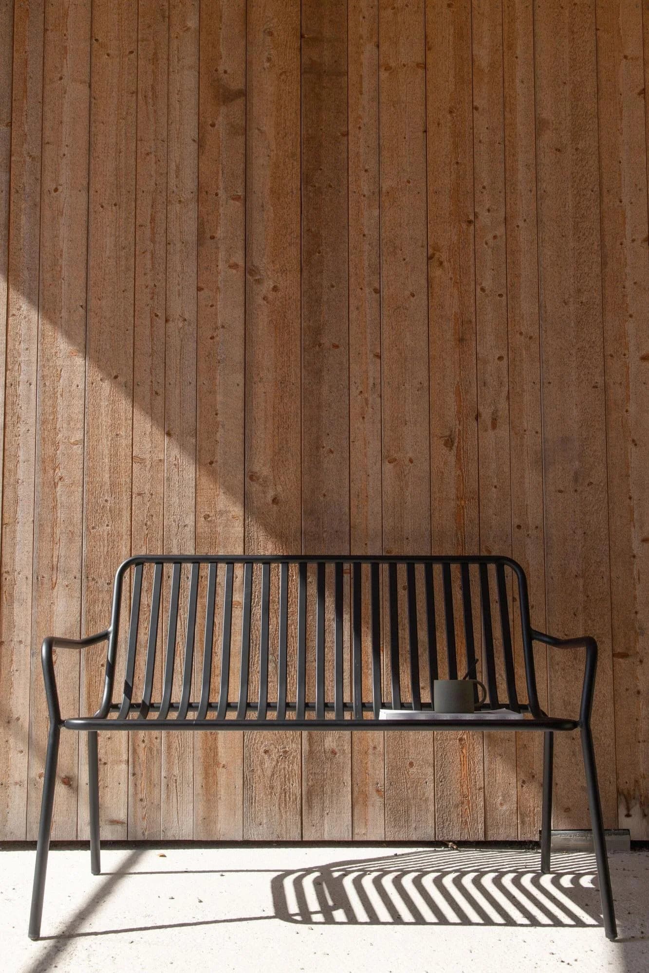 VENTURE HOME Gartenlounge-Bank Peking Schwarz Aluminium