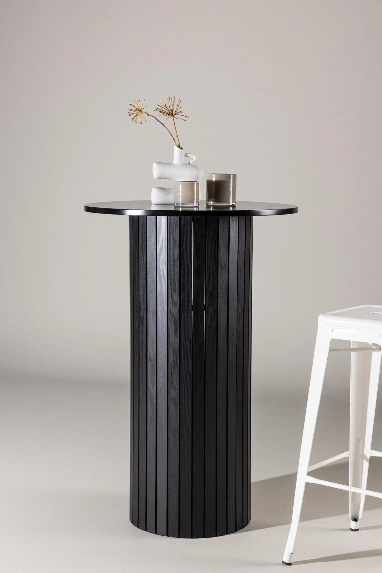 VENTURE HOME Härön Runder Bartisch Schwarz MDF & Massivholz
