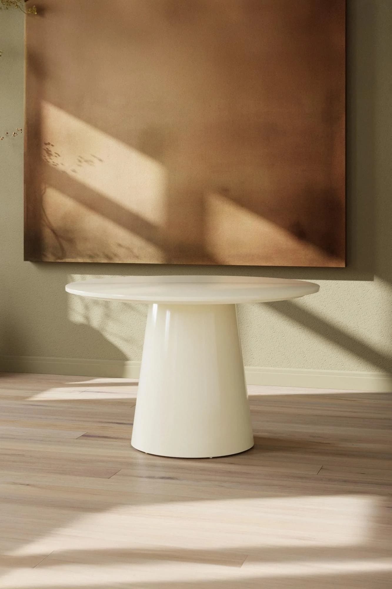 Venture Home Esstisch Lanzo Rund Beige Glänzend Säulengestell