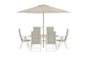 Venture Home Brekki 7-tlg. Gartenset Beige mit Tisch und Sonnenschirm Bild 2
