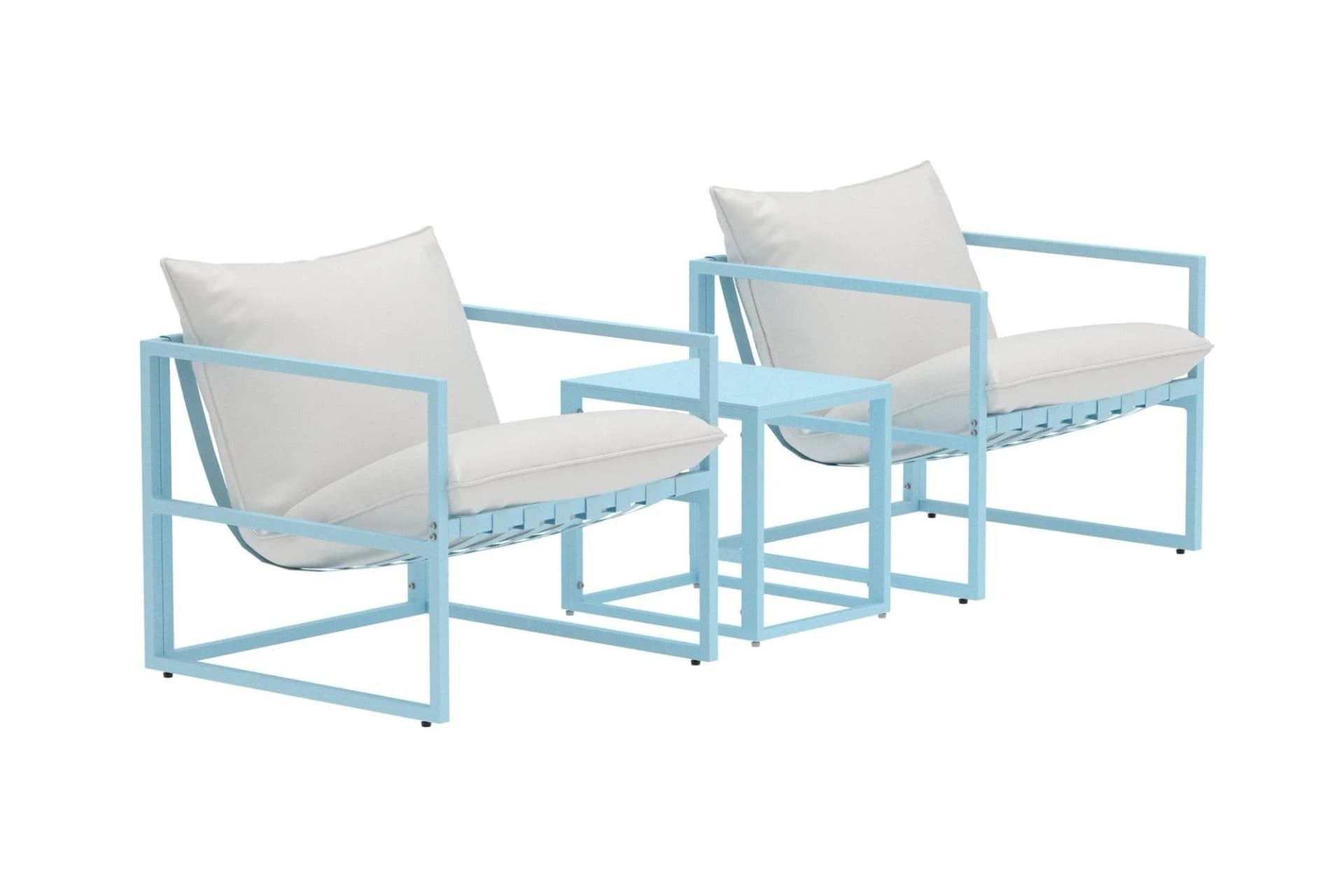 VENTURE HOME Messina Gartenlounge-Set 3-tlg. Stahl Glas Beige/Hellblau