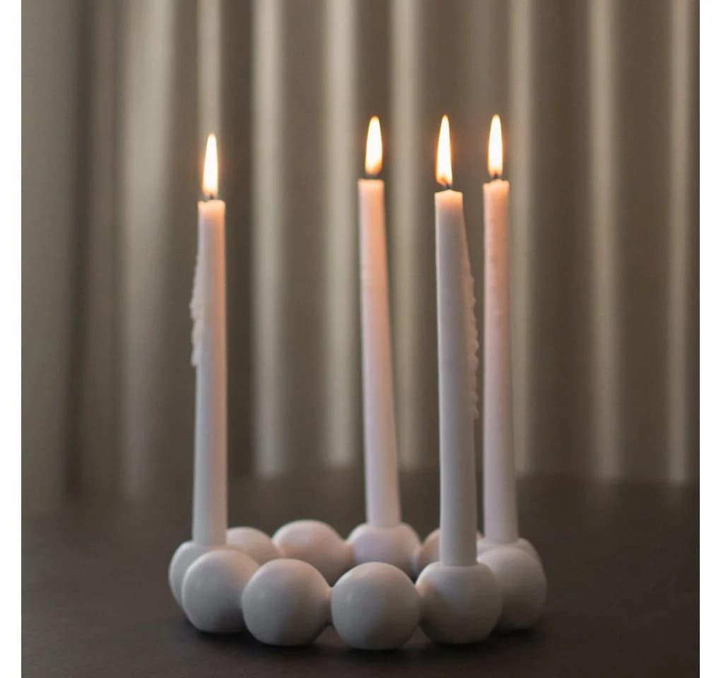 dbkd Kerzenhalter Adventskranz Bright Weiß Schneeball-Form - Bild 2