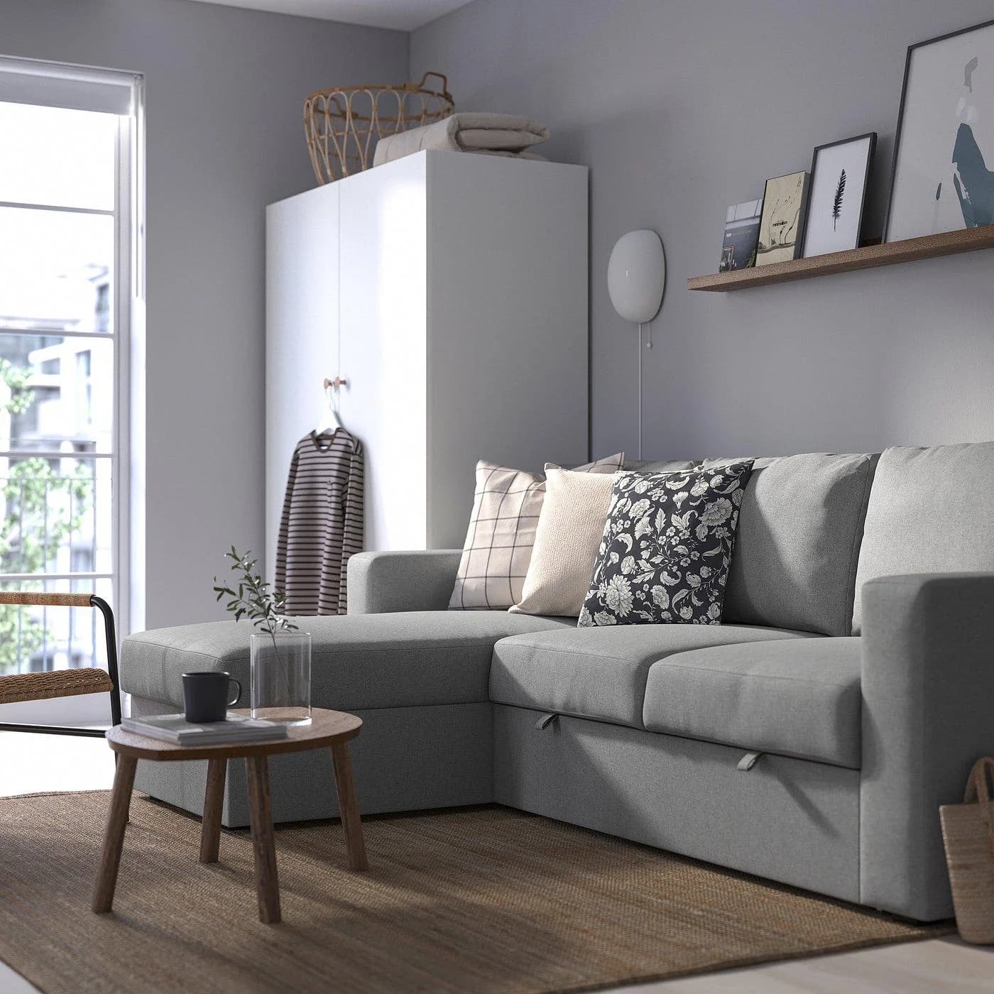 IKEA BÅRSLÖV 3er-Bettsofa mit Récamiere Beige Grau