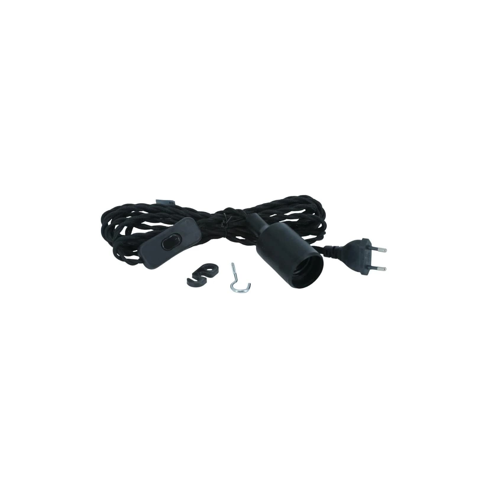Parus by Venso E27 Lampenfassung Helix 4m Textilkabel Schwarz