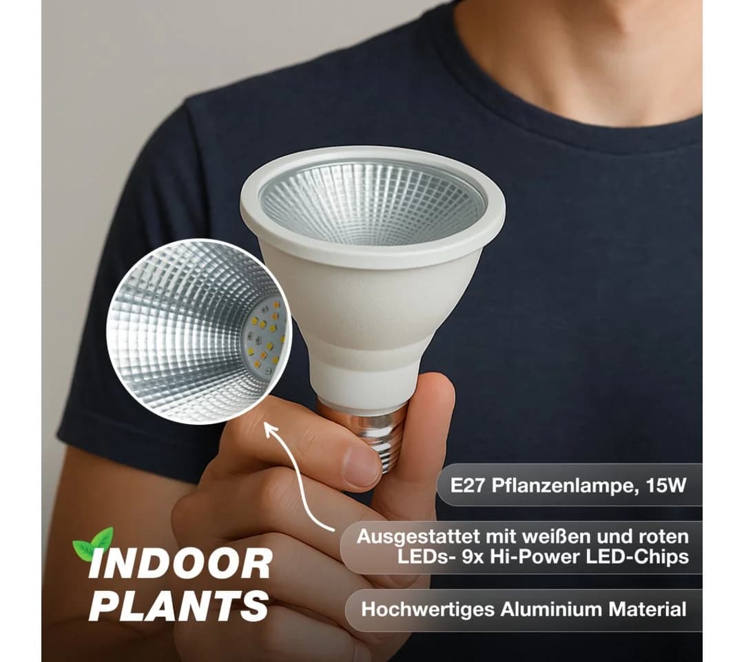 Venso EcoSolutions Pflanzenlampe LED E27 Vollspektrum 15W - Bild 3