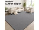 Lochas Designteppich Uni Schwarz Kurzflor Rutschfest Waschbar Bild 2