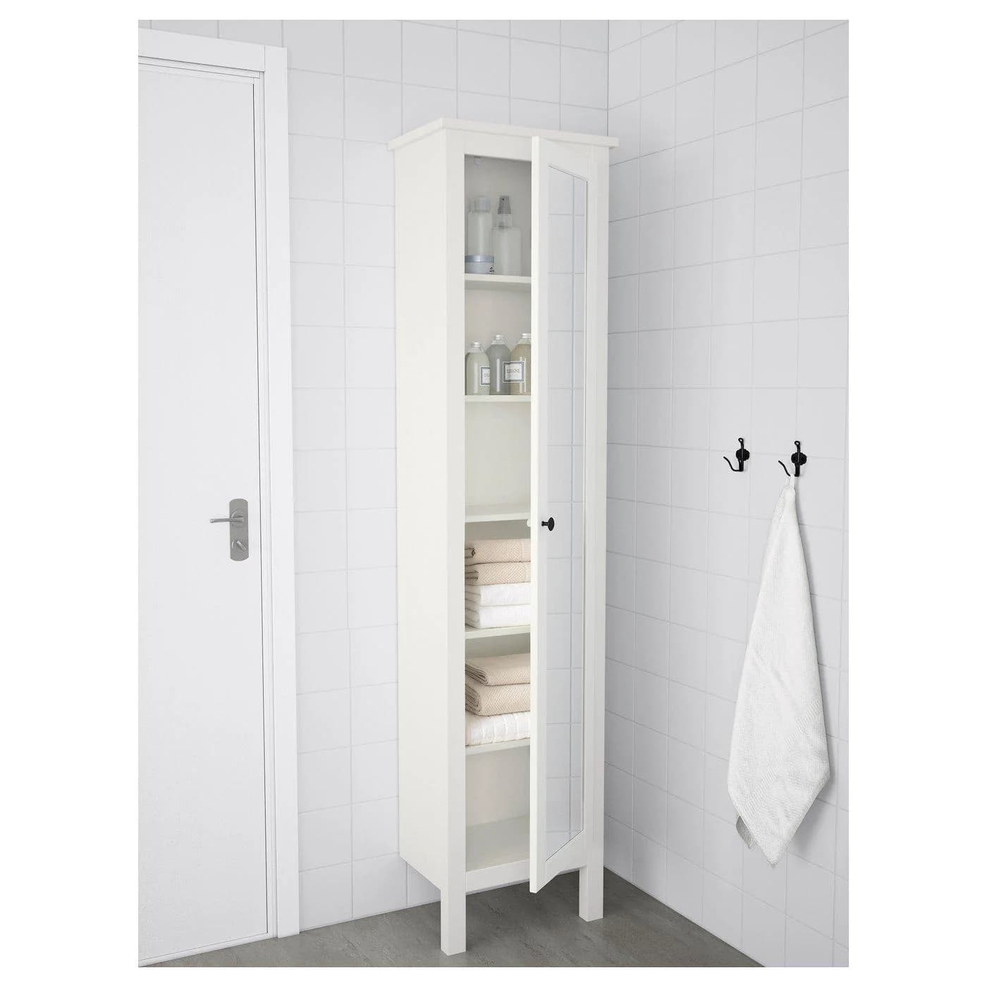 IKEA HEMNES Hochschrank mit Spiegeltür Weiß