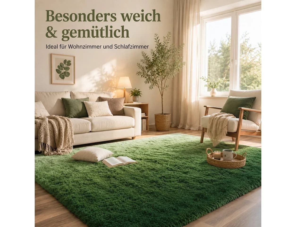 Lochas Hochflor-Teppich Grün Weich & Kuschelig - Bild 3