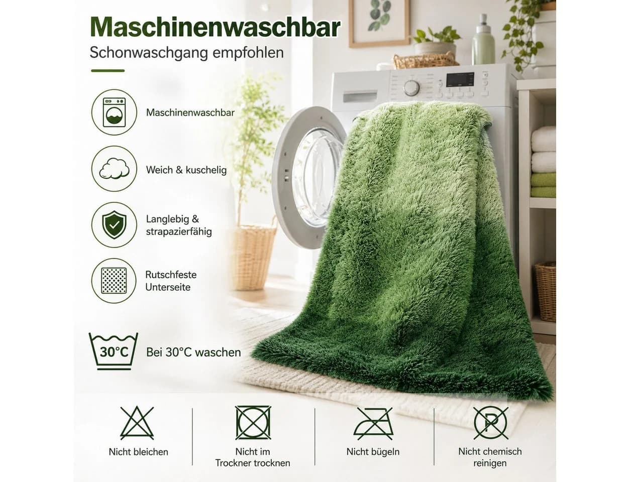 Lochas Hochflor-Teppich Grün Weich & Kuschelig - Bild 5