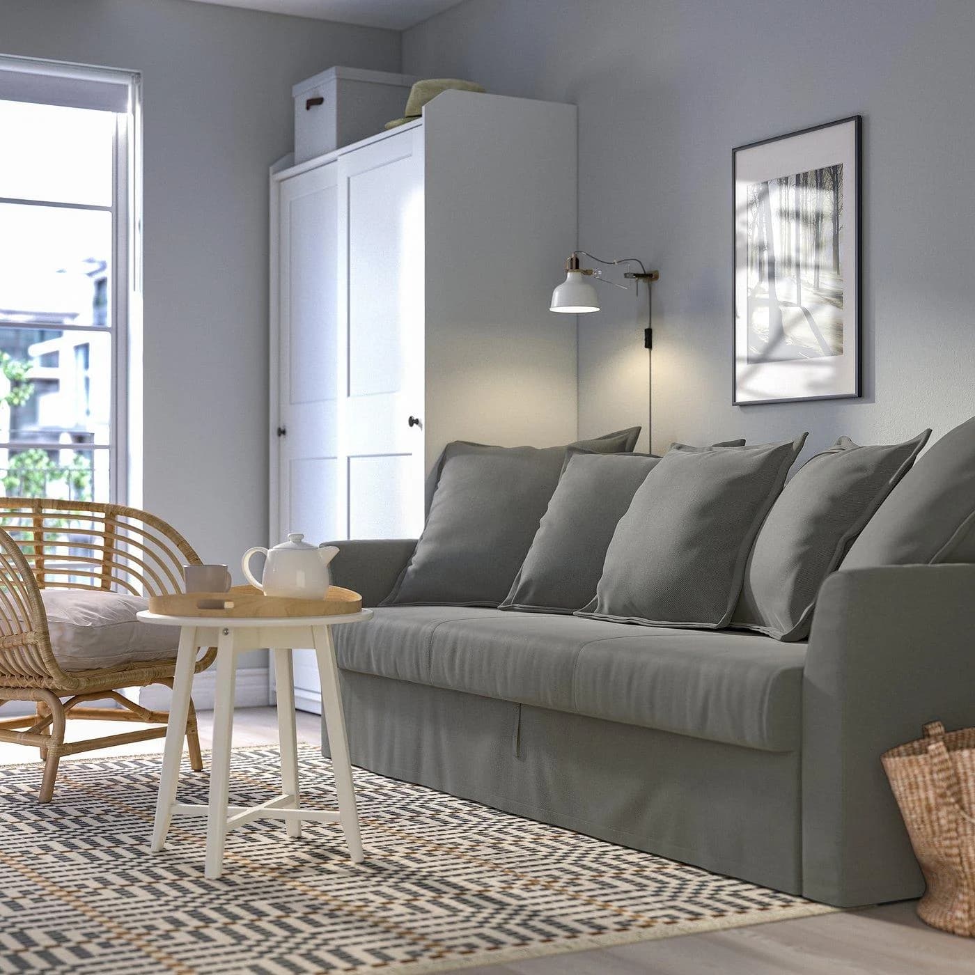 IKEA HOLMSUND 3er-Bettsofa Dunkelgrau mit Stauraum