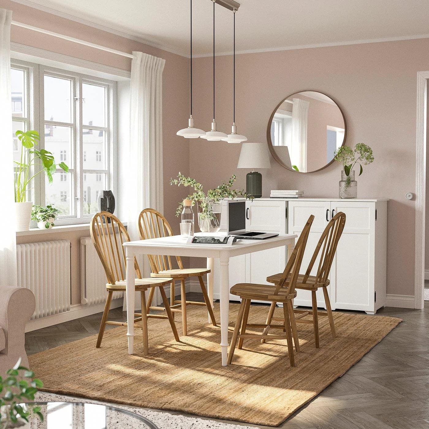 IKEA DANDERYD / SKOGSTA Esstisch und 4 Stühle Weiß Akazie