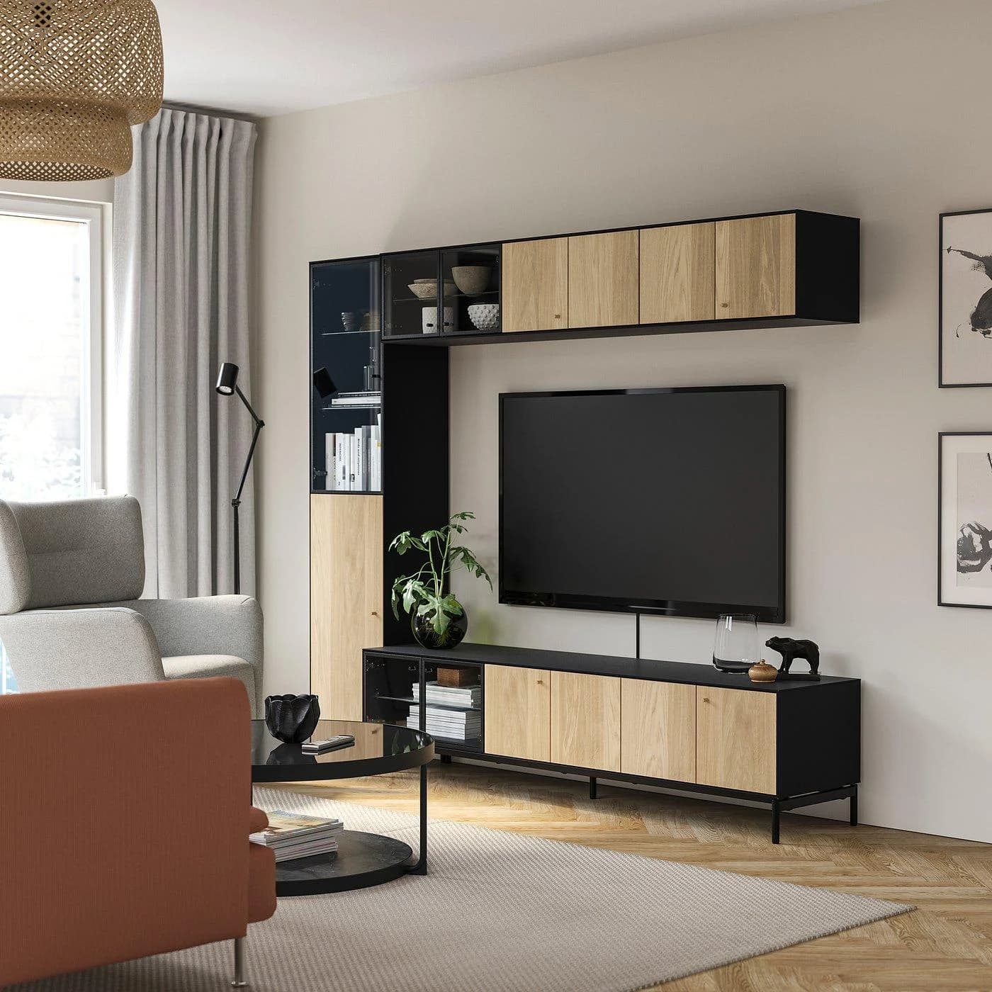 IKEA BOASTAD TV-Möbel Kombination Schwarz