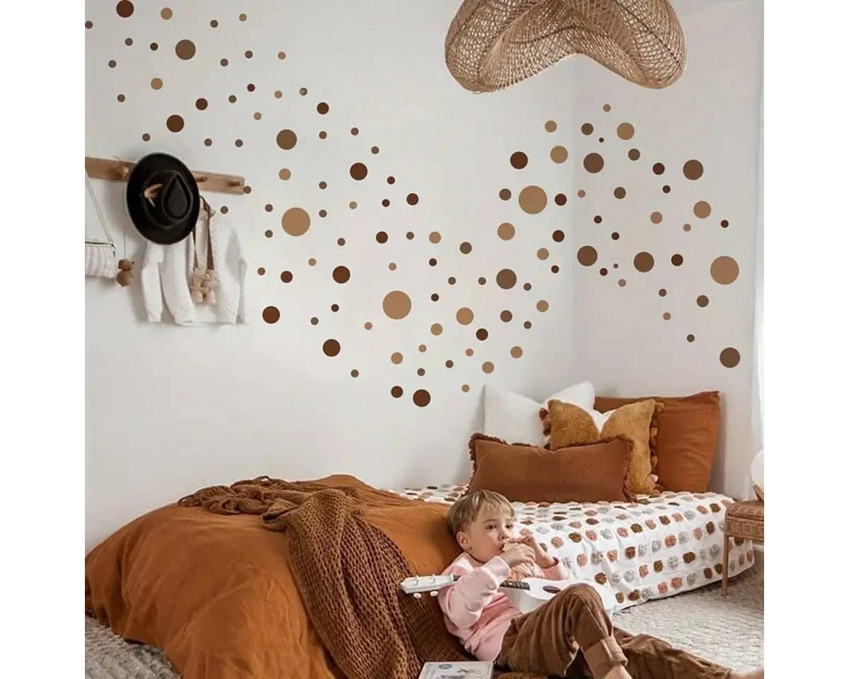 Montegoni Wandsticker 4 Stück Boho Brown Dot Pattern Wandaufkleber Selbstklebend