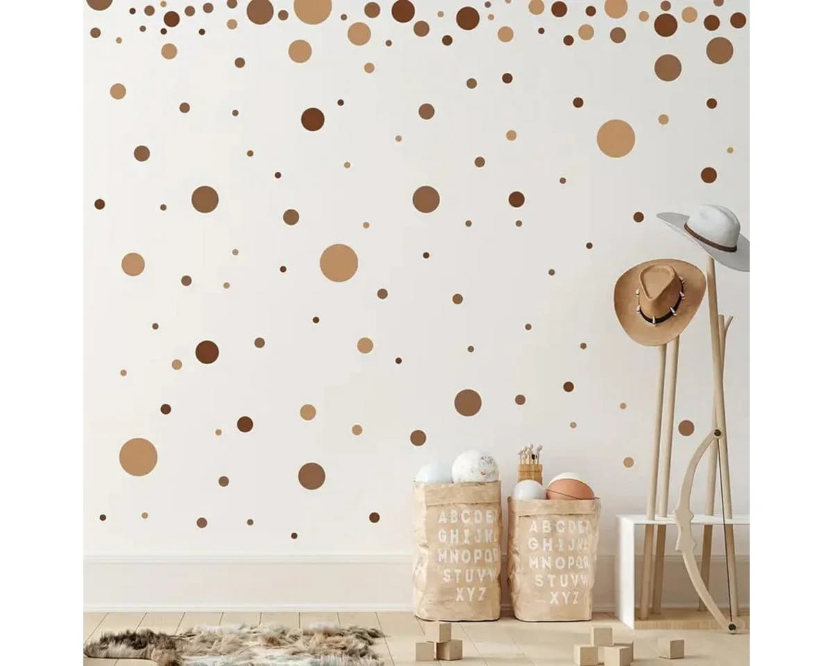 Montegoni Wandsticker 4 Stück Boho Brown Dot Pattern Wandaufkleber Selbstklebend - Bild 2