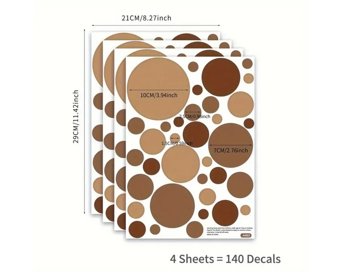 Montegoni Wandsticker 4 Stück Boho Brown Dot Pattern Wandaufkleber Selbstklebend - Bild 5