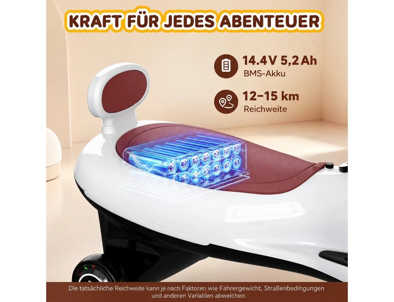 EVERCROSS TECH Elektro-Kinderauto EV7 Weiß mit Bluetooth & LED - Bild 4