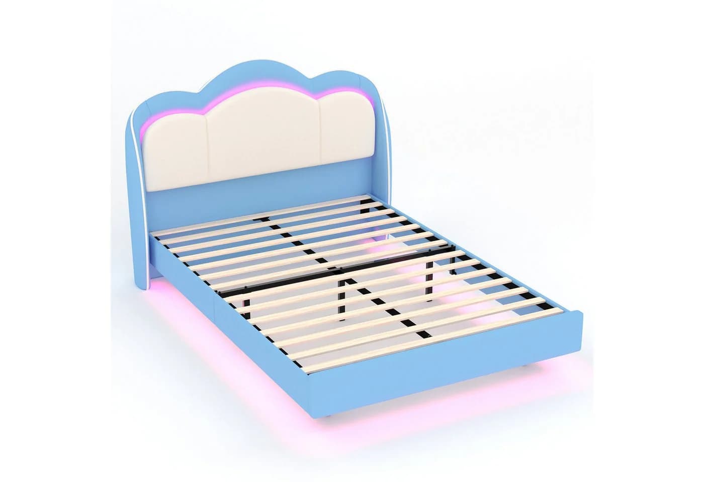 HOMAVO Boxbett Polsterbett mit LED & Matratze 140x200 cm
