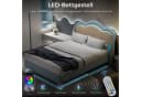 HOMAVO LED-Polsterbett Blau Samt mit Lattenrost Bild 4