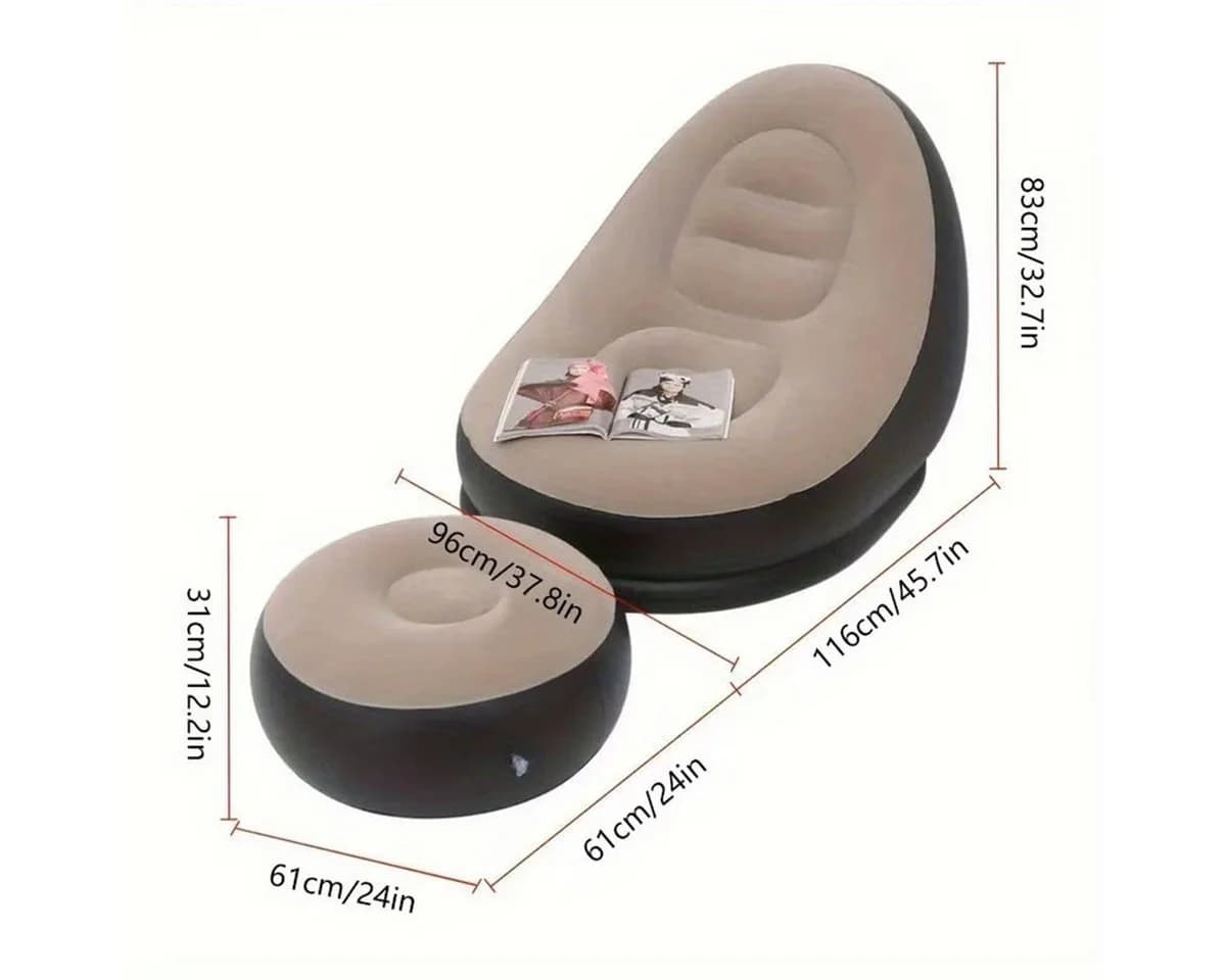 Insma Luftsofa Aufblasbarer Loungesessel mit Fußhocker Braun