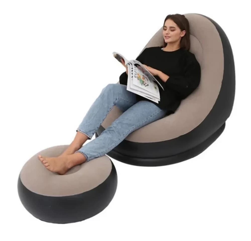 Insma Luftsofa Aufblasbarer Loungesessel mit Fußhocker Braun - Bild 2